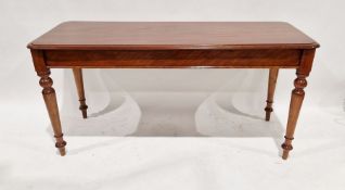 Victorian mahogany side table, rectangular with thumb-mould edge to top, plain frieze and on
