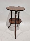 Marquetry inlaid horseshoe-shaped two-tier occasional table, 44cm diameter and an oak dressing stool