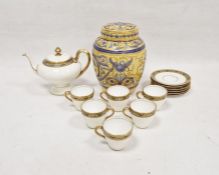 Royal Doulton Art Deco part tea service, printed green marks, painted black, pattern no.RA8655,