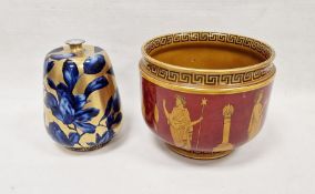 Royal Doulton Greek-style pottery jardiniere, circa 1900, printed with figures, vertical columns and