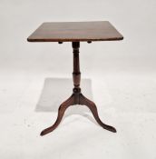 19th century mahogany square-top tilt-top occasional table on tripod base, 69cm high x 44cm wide