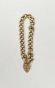 9ct gold chain bracelet with 9ct gold heart-shaped padlock clasp, 31.8g
