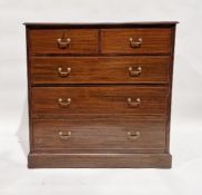 19th century mahogany chest of two short and three long drawers, with satinwood inlay, on plinth