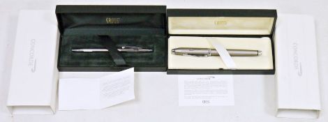 Two vintage commemorative Concorde ballpoint pens by Cross, both housed in original boxes, one
