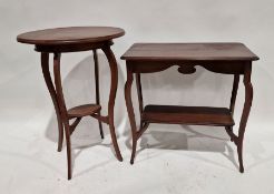 Two various mahogany occasional tables on slender cabriole supports, one rectangular and one oval (