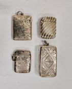 Four silver vesta cases, various marks and dates, 64.5g, 2ozt approx. (4)