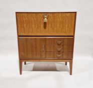 Gordon Russell mid 20th century teak bureau with drop down cupboard enclosing pigeonholes,