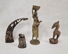 Assorted collectables to include an unusual carved wooden tribal model, possibly African,