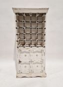Antique white painted wine cabinet with cupboard below, 120cm high x 56cm wide x 33cm deep