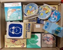 Assortment of vintage children's alarm clocks to including a Smith Sooty & Sweep clock and