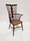 LOT WITHDRAWN George III yew and hardwood comb-back armchair with shaped and heart pierced yew