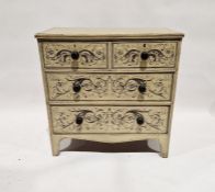 Painted chest of two short and two long drawers, on bracket feet, 91.5cm high x 90.5cm wide x 47cm