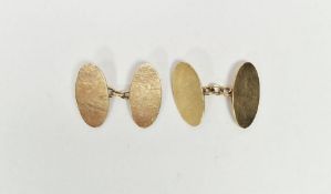 Pair of 9ct gold oval plain cufflinks, 10g approx. Condition ReportOverall good condition. Light