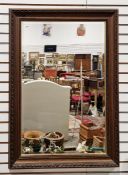 Large rectangular wall mirror, with bevelled edge, 69cm by 100cm, together with a gilt framed wall