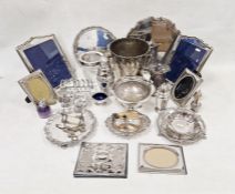 Large quantity of EPNS to include photograph frames, two-handled ice bucket, card trays, toast rack,