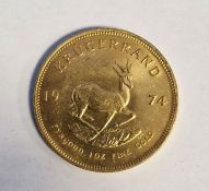 South Africa, gold Krugerrand, 1974, 1ozt, 34g