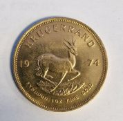 South Africa, gold Krugerrand, 1974, 1ozt, 34g