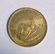 South Africa, gold Krugerrand, 1974, 1ozt, 34g