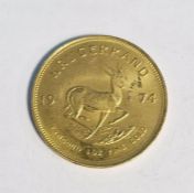 South Africa, gold Krugerrand, 1974, 1ozt, 34g