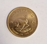 South Africa, gold Krugerrand, 1974, 1ozt, 34g