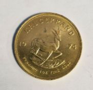 South Africa, gold Krugerrand, 1974, 1ozt, 34g