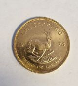 South Africa, gold Krugerrand, 1974, 1ozt, 34g
