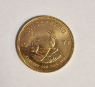 South Africa, gold Krugerrand, 1974, 1ozt, 34g