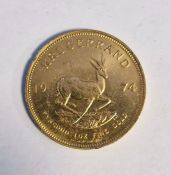 South Africa, gold Krugerrand, 1974, 1ozt, 34g