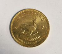 South Africa, gold Krugerrand, 1974, 1ozt, 34g