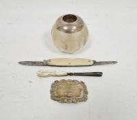 Silver mounted glass match striker, the silver indistinctly hallmarked Birmingham 1901, together