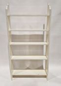 White painted bookshelf comprising five tiers, 160cm high x 80cm wide x 22cm deep