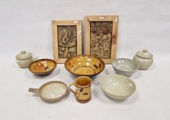 Chris Harries (1901-1971) for Coldstone Kiln pottery slipware bowl with wheat sheaf decoration on