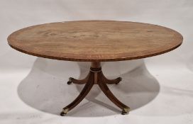 George III mahogany dining table of oval form, the top having broad crossbanding, boxwood and