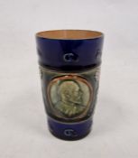 Royal Doulton stoneware King Edward VI and Queen Alexandra coronation beaker, moulded with portraits