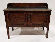 Late 19th/early 20th century mahogany side cabinet with leatherette set to the top, over a two-