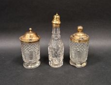 Silver-gilt mounted cut glass assembled condiment set, hallmarks for 1818/19, comprising two