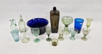 Group of green and blue tinted 19th and 20th century glass including a group of Dutch-style
