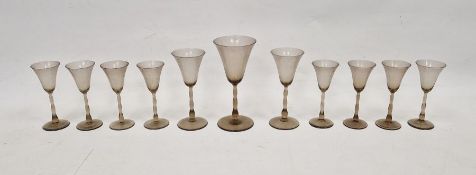 Group of Orrefors Sandvik Astrid pattern drinking glasses in sizes, designed by Simon Gate, circa
