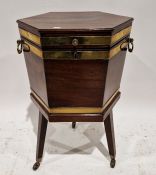 Georgian mahogany cellarette/wine cooler of hexagonal form, mounted with brass decoration and twin