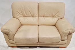 Modern three-piece leather sofa suite comprising a three-seat sofa, 205cm long, a two-seat sofa,