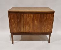 Mid-century record cabinet by Record Housing, the drop front opening to reveal five slotted