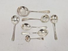 Silver soup spoons, serving ladle and other silver spoons, gross weight approximately 339g/10.8 ozt