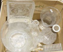 Quantity of glassware to include set of eight cut glass wines, a cut glass decanter, a glass ice