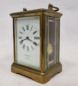 Early 20th century brass-cased chiming carriage clock by Bennetfink & Co London, made in Paris,