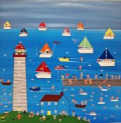 Gordon Barker (b.1960) Acrylic on canvas 'The Great Summer Day', signed lower right, 50cm x 50cm (