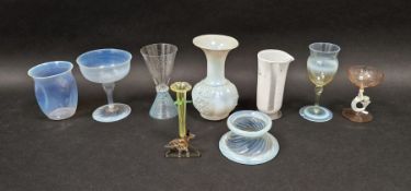 Group of vaseline glass and other items similar to include a Lauscha & Bimini glass with mermaid