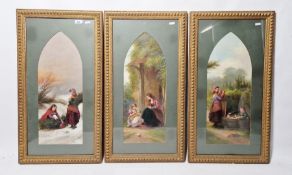 Frank James Turner (19th century) Oil on board Winter scene with two girls picking heather, signed