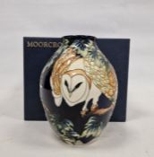 Moorcroft oviform 'Barn Owl in Flight' pattern vase, designed by Kerry Goodwin, circa 2008, printed,