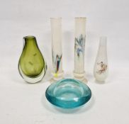 Judolf Jurnikl blue glass bowl for Rosice glassworks, Czech Republic, a pair of vintage Chinese