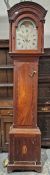 19th century mahogany cased longcase clock, the silvered dial with Roman numerals denoting hours,